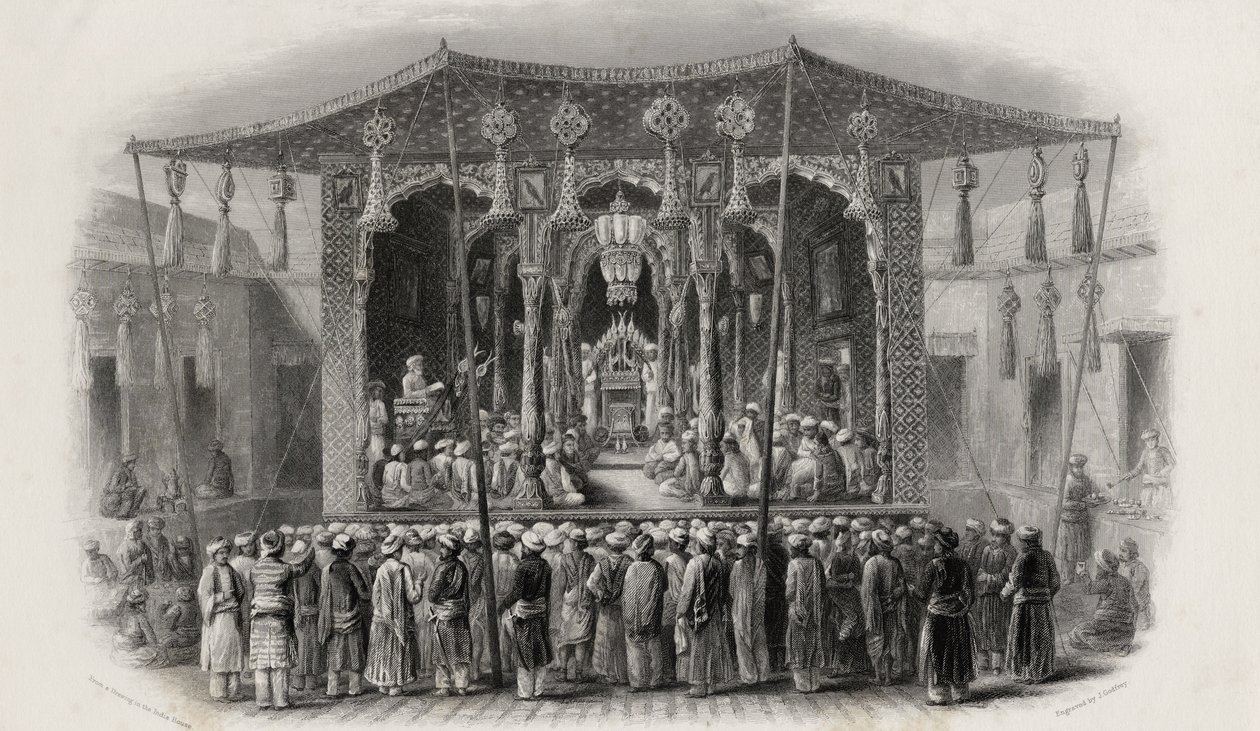 Mohammedanisches Fest des Mohurrum, graviert von J. Godfrey von English School