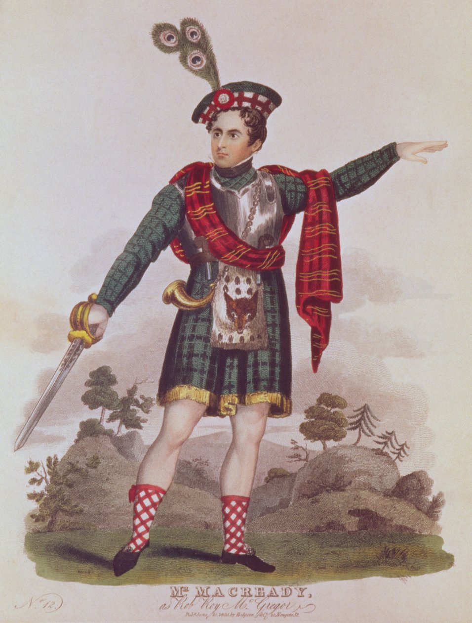 Mr. Macready in der Rolle von Rob Roy Macgregor aus einer Dramatisierung des Romans 