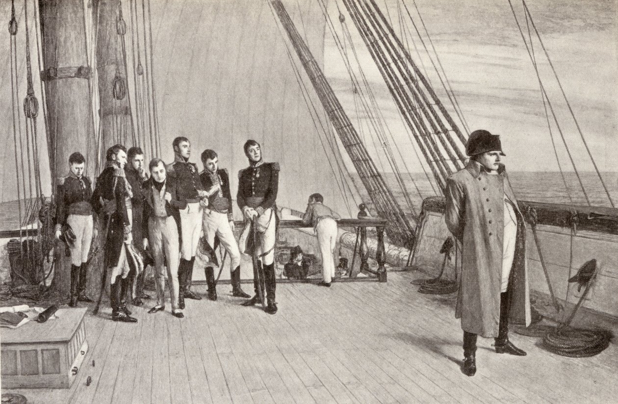 Napoleon (1769-1821) an Bord der Bellerophon von English School