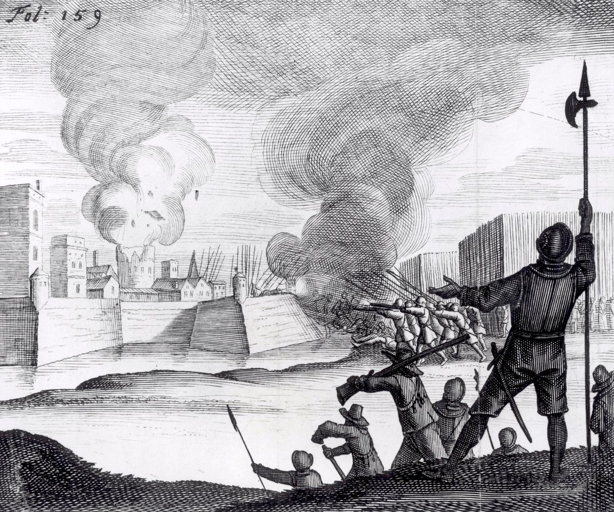 Oliver Cromwell belagert Drogheda 1649-50 von English School