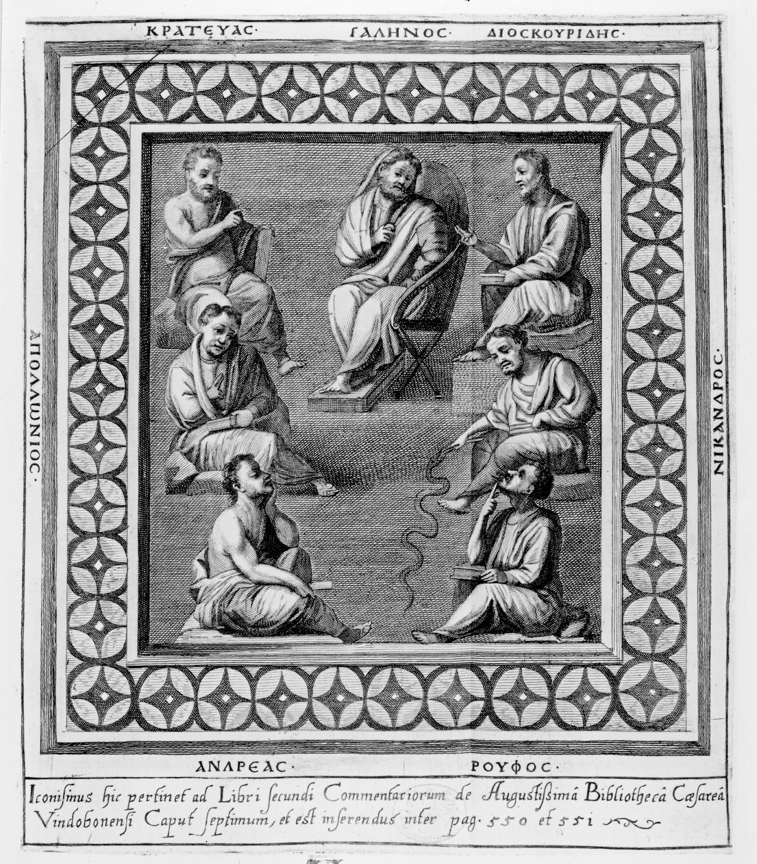 Tafel, die sieben griechische Philosophen illustriert, aus dem siebten Kapitel von 