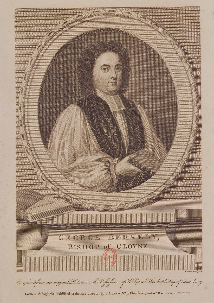 Porträt von George Berkeley (1685-1753), Bischof von Cloyne, graviert von Thomas Cook (1744-1818), ca. 1781 von English School