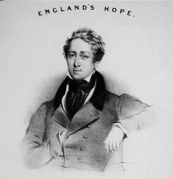 Porträt von Robert Peel (1788-1850) für das Titelblatt von Englands Hope, gesungen bei den konservativen Treffen von English School