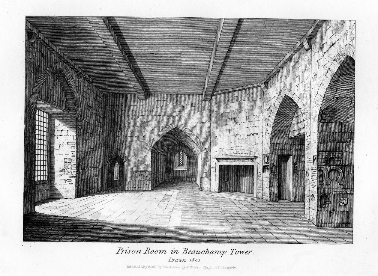 Gefängnisraum im Beauchamp Tower, 1830 von English School