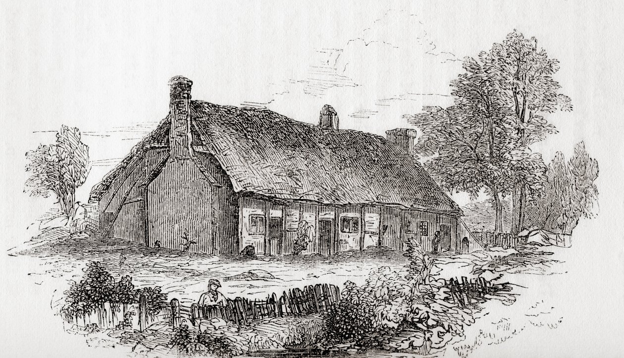 Haus von Samuel Butler, Pershore, Worcestershire, England. Samuel Butler, 1613-1680. Englischer Dichter und Satiriker, aus Old England: A Pictorial Museum, veröffentlicht 1847 von English School