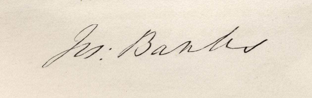 Unterschrift von Sir Joseph Banks (1743-1820) Baronet von Banks von English School