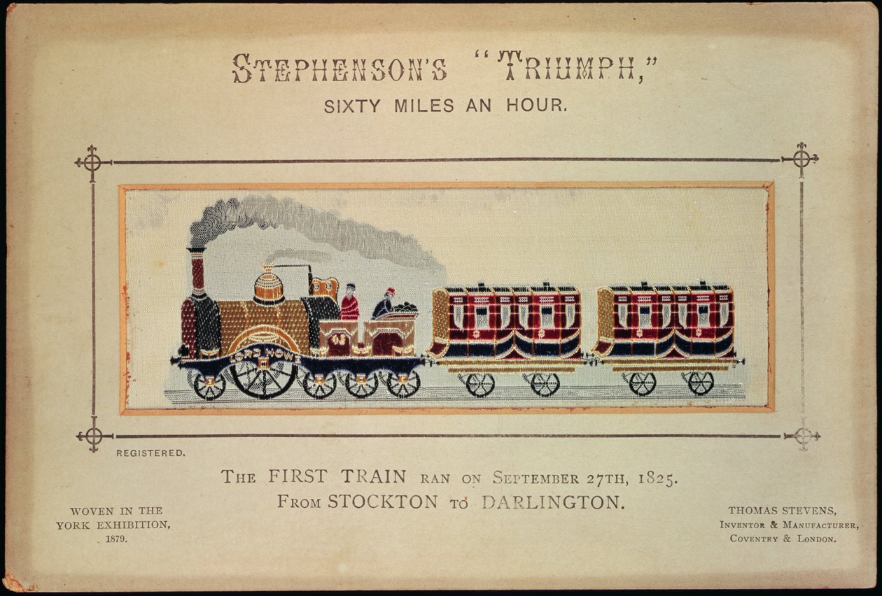 Stephensons Triumph, gewebt für die York-Ausstellung, 1879 von English School
