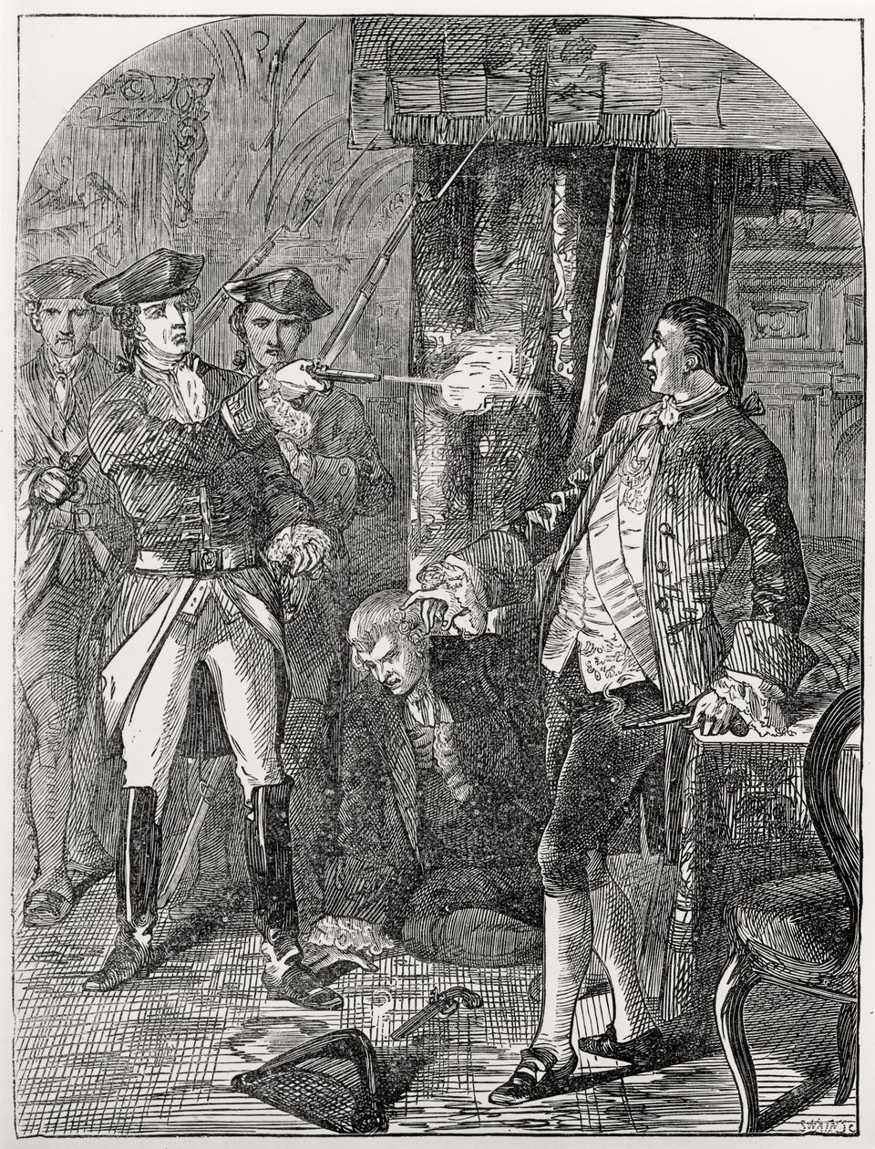 Die Verhaftung von Lord Edward Fitzgerald (1763-98), 19. Mai 1798, graviert von Joseph Swain (1820-1909) von English School