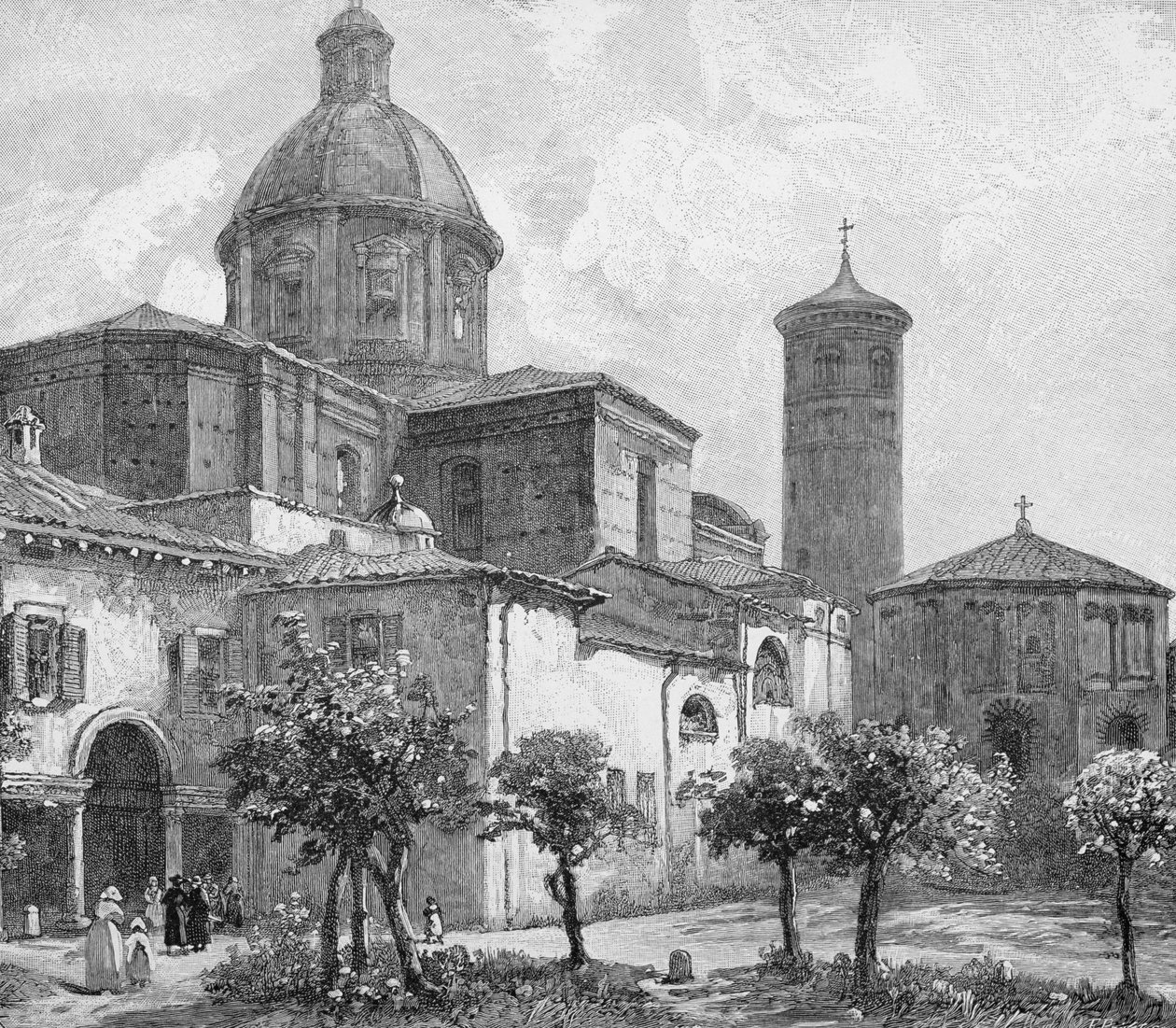 Die Kathedrale und das Baptisterium, Ravenna, Italien, aus 
