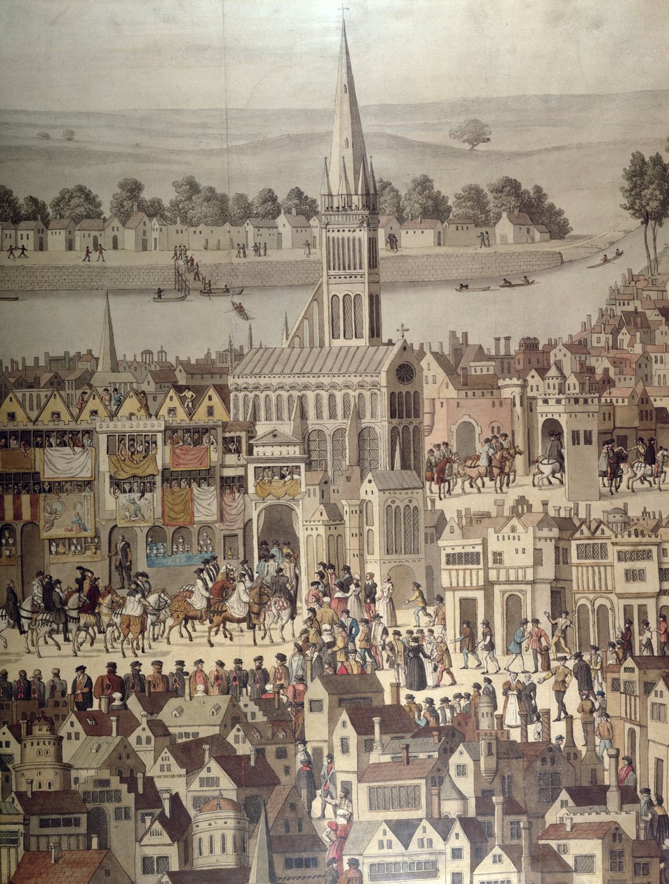 Die Krönungsprozession von König Edward VI. (1537-53) im Jahr 1547 (Detail) von English School