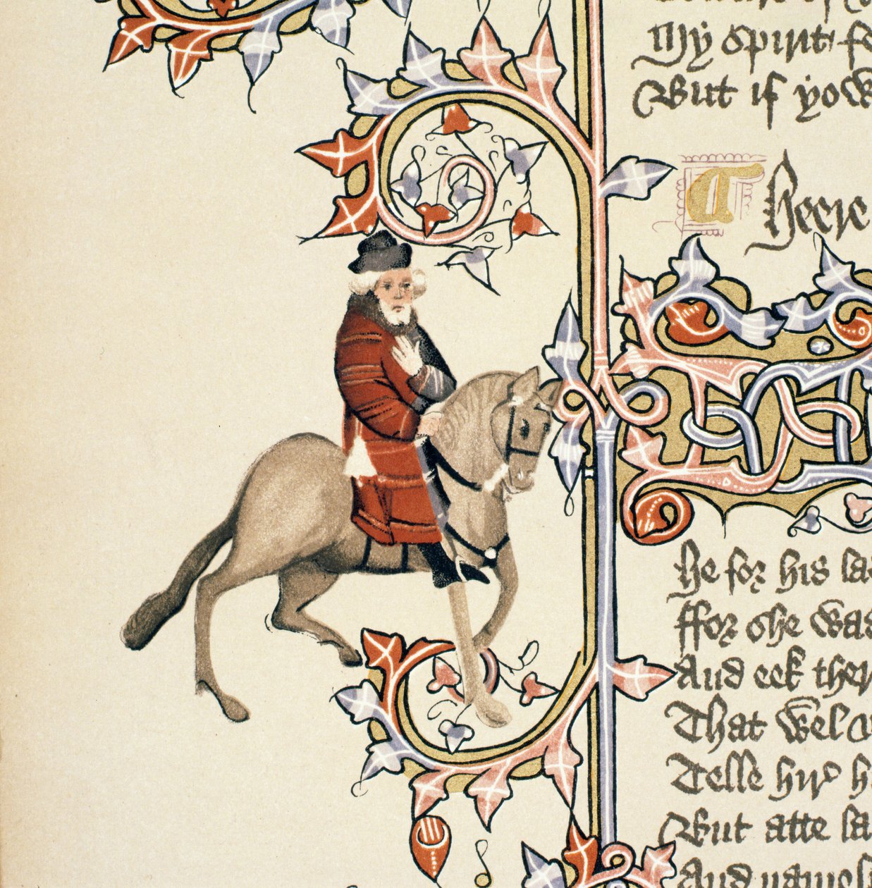 Der Franke, Detail aus den Canterbury Tales von Geoffrey Chaucer (ca. 1342-1400) Ellesmere Manuskript, Faksimile-Ausgabe, 1911 (Detail) von English School