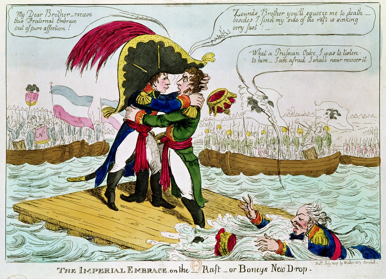 Die kaiserliche Umarmung oder Boneys neuer Tropfen, veröffentlicht von Walker, London, Juli 1807 von English School