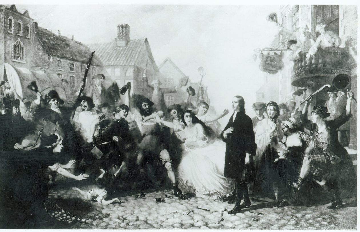 Die Belästigung von John Wesley (1703-91) in Wednesbury von English School