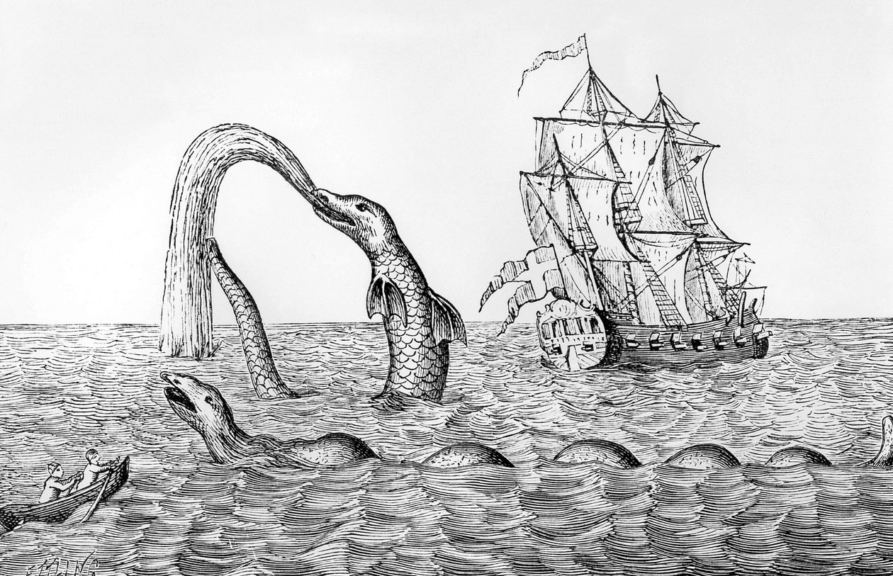 Die Seeschlange, Faksimile einer Gravur von Pontoppidan, Illustration aus John Gibsons 