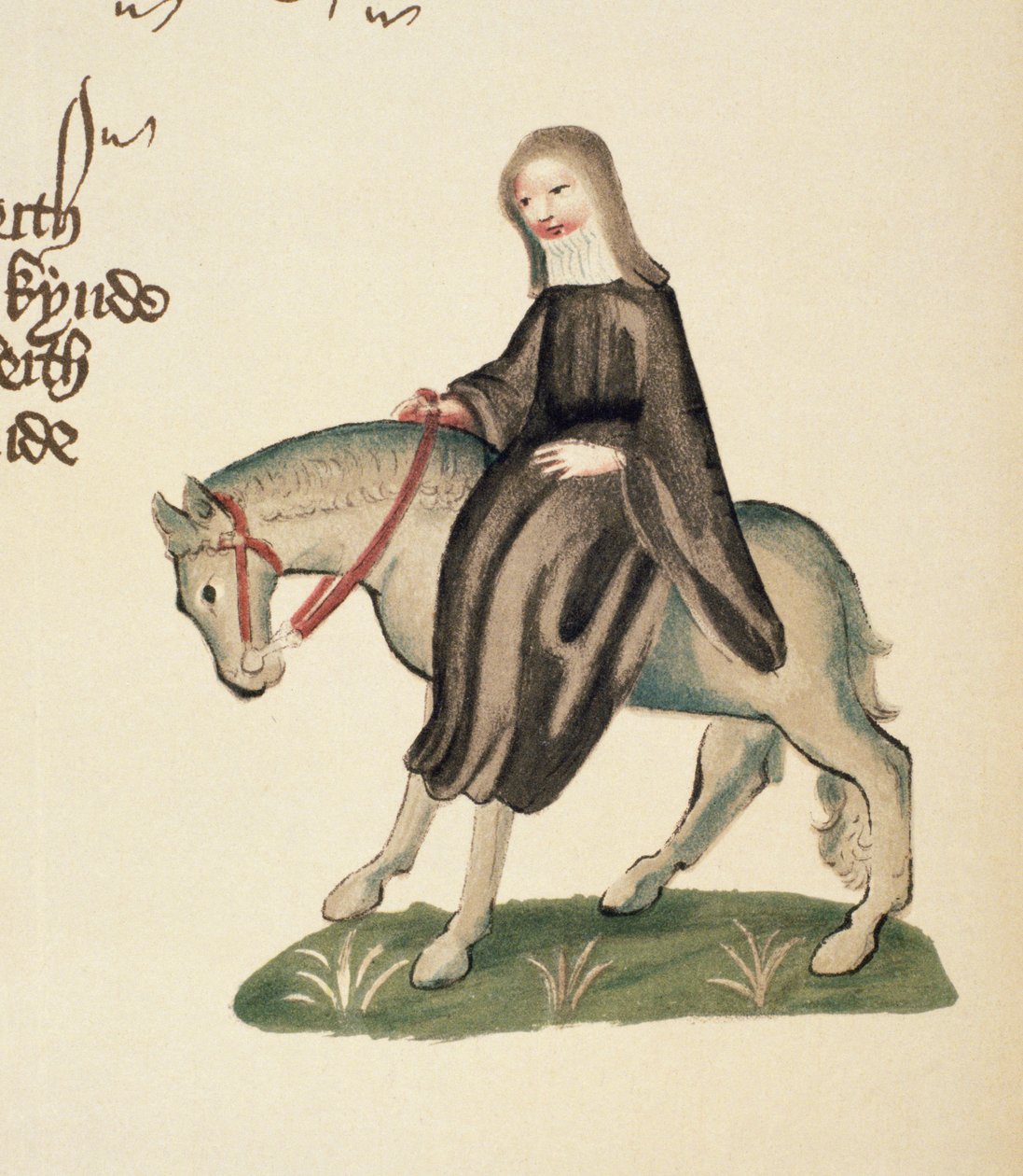 Die zweite Nonne, Detail aus den Canterbury Tales von Geoffrey Chaucer (ca. 1342-1400) Ellesmere Manuskript, Faksimile-Ausgabe, 1911 (Detail) von English School