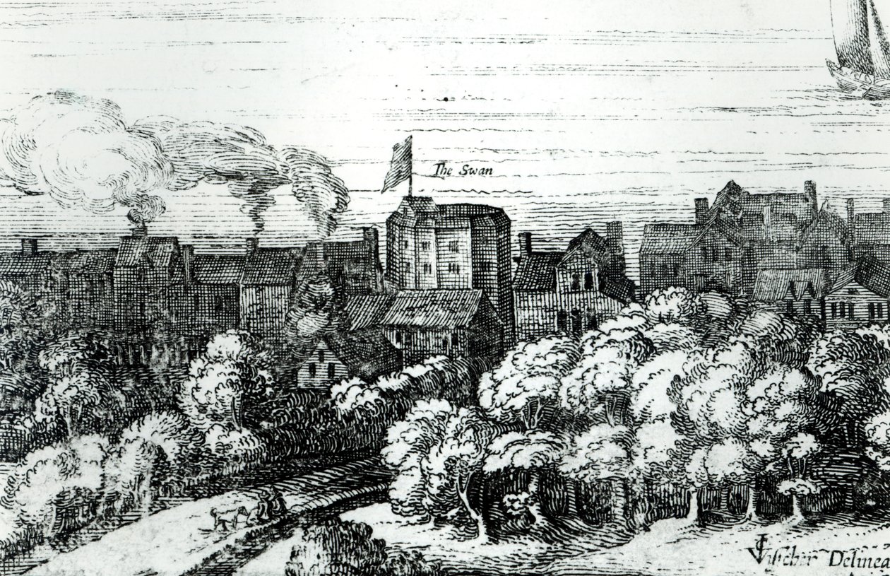 Das Schwanentheater am Bankside, wie es 1614 erschien von English School