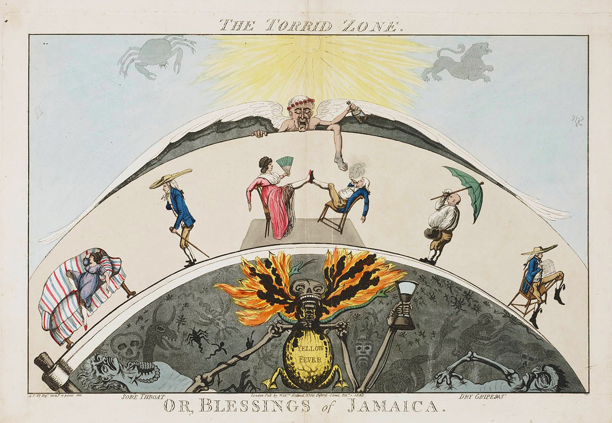 Die Tropenzone oder Segnungen von Jamaika. ca. 1800 (kolorierte Aquatinta) von English School