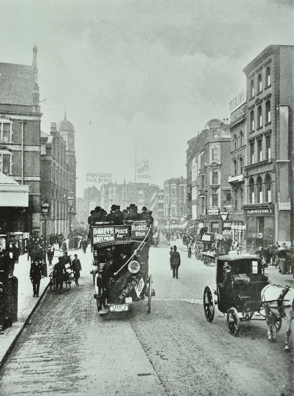 Bishopsgate: Norden von Liverpool Street, London, 1890 von English Photographer