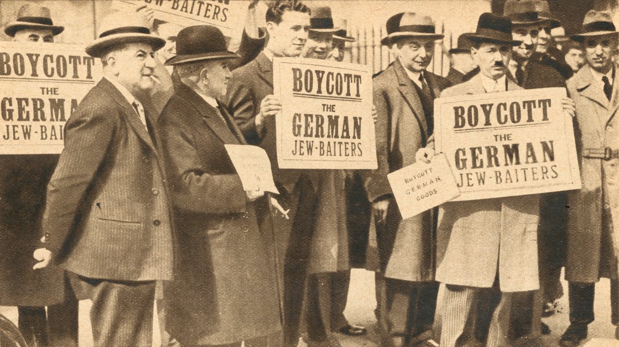 Demonstration im Hyde Park in London gegen Hitlers Verfolgung der Juden in Deutschland von English Photographer