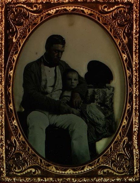 Vater und Kind, ca. 1850 von English Photographer
