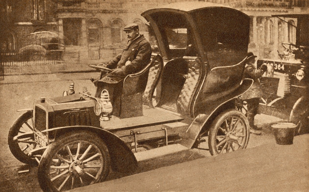 Londons erstes Motor-Taxi von English Photographer