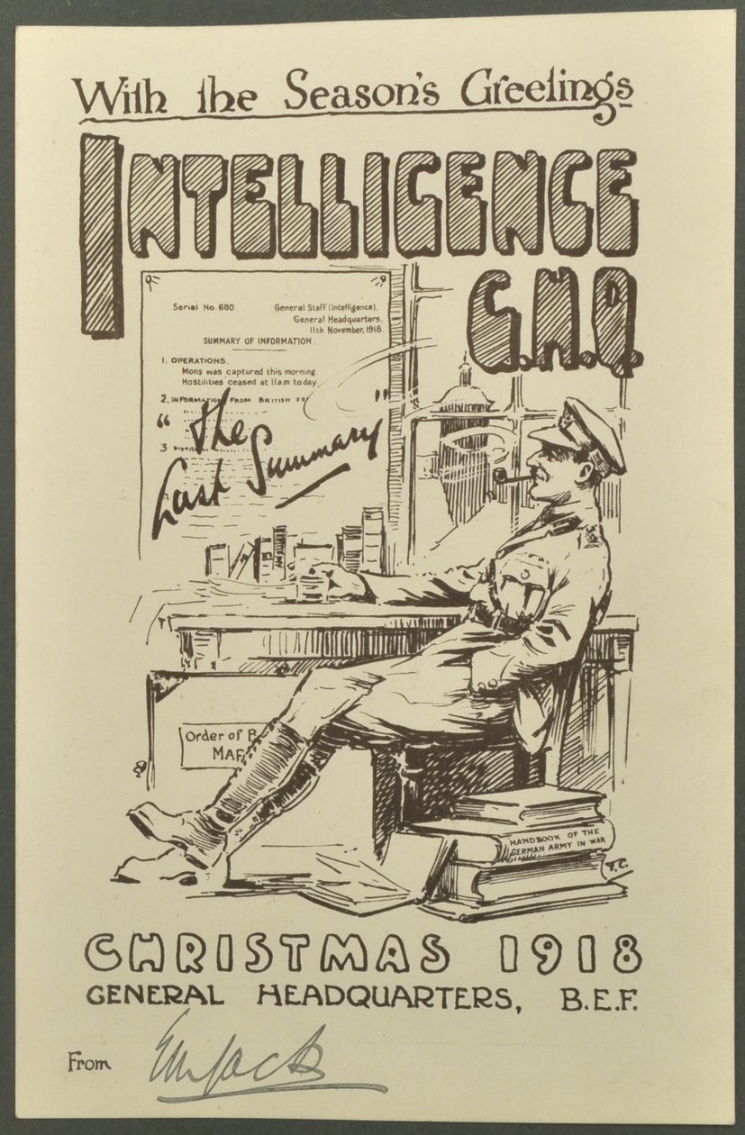 Mit den besten Wünschen, Intelligence G.H.Q., Weihnachten 1918 von E. M. Jack, 1918 von English Photographer
