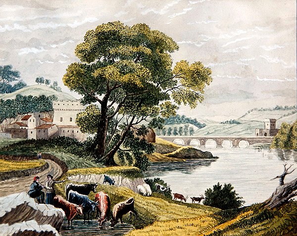 Eine Landschaft im Stil von Claude Lorrain, ca. 1825 von English School