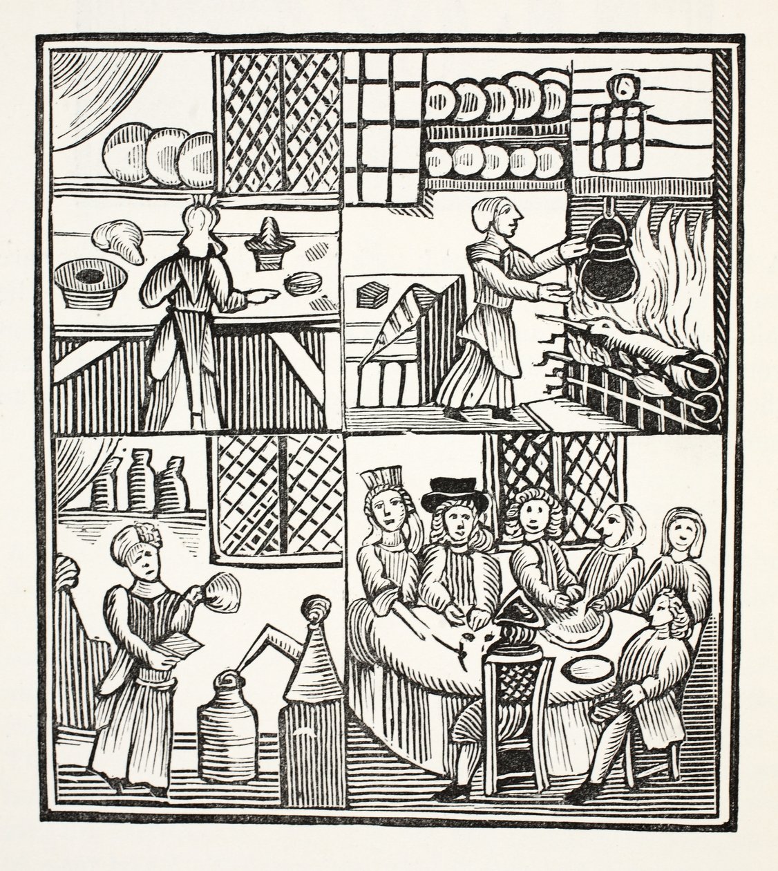 Eine Sammlung von Kochrezepten, Illustration aus Chap-books des achtzehnten Jahrhunderts von John Ashton, veröffentlicht 1882 von English School