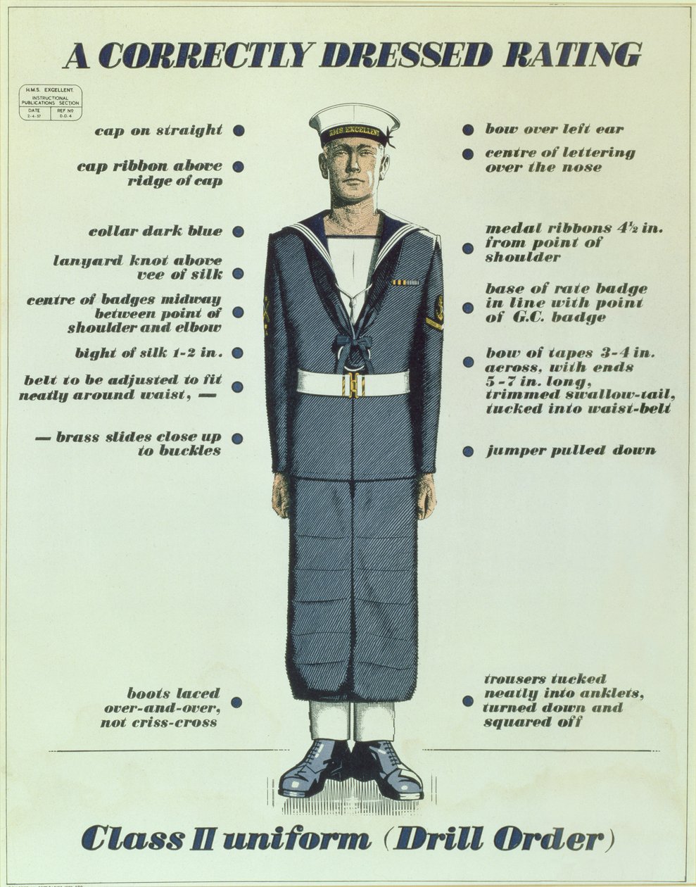 Ein korrekt gekleideter Matrose, Klasse II Uniform (Drill Order), 1957 von English School