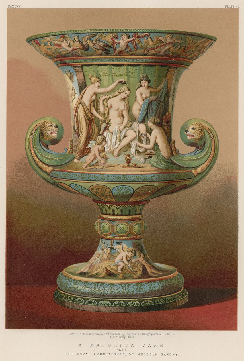 Eine Majolika-Vase aus der Königlichen Manufaktur, Meissen, Sachsen von English School