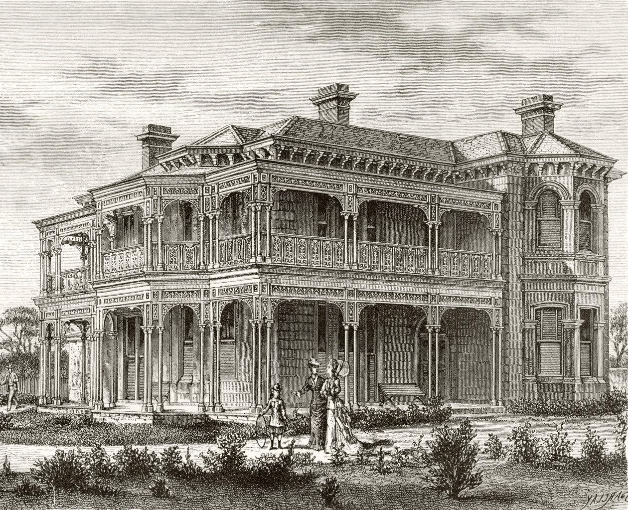 Ein Vorstadthaus in Melbourne, ca. 1880, aus 