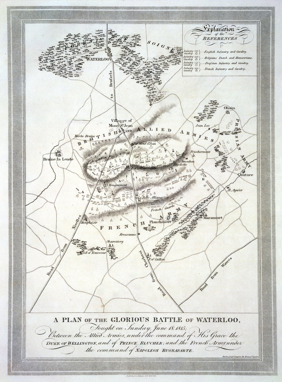Plan der glorreichen Schlacht von Waterloo von English School