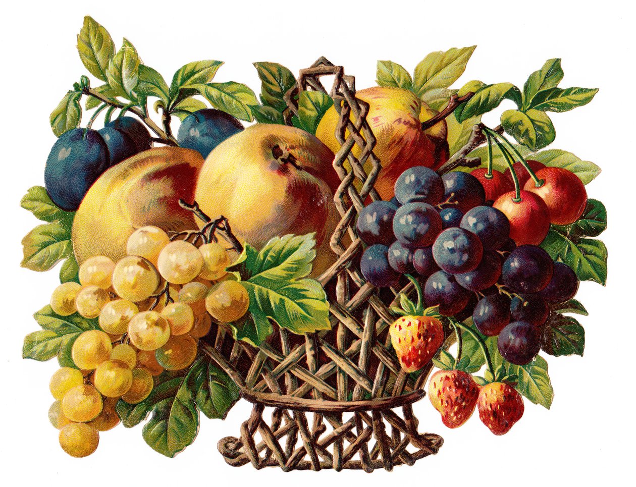 Viktorianisches Papierschnitzrelief eines Obstkorbs, ca. 1880 von English School