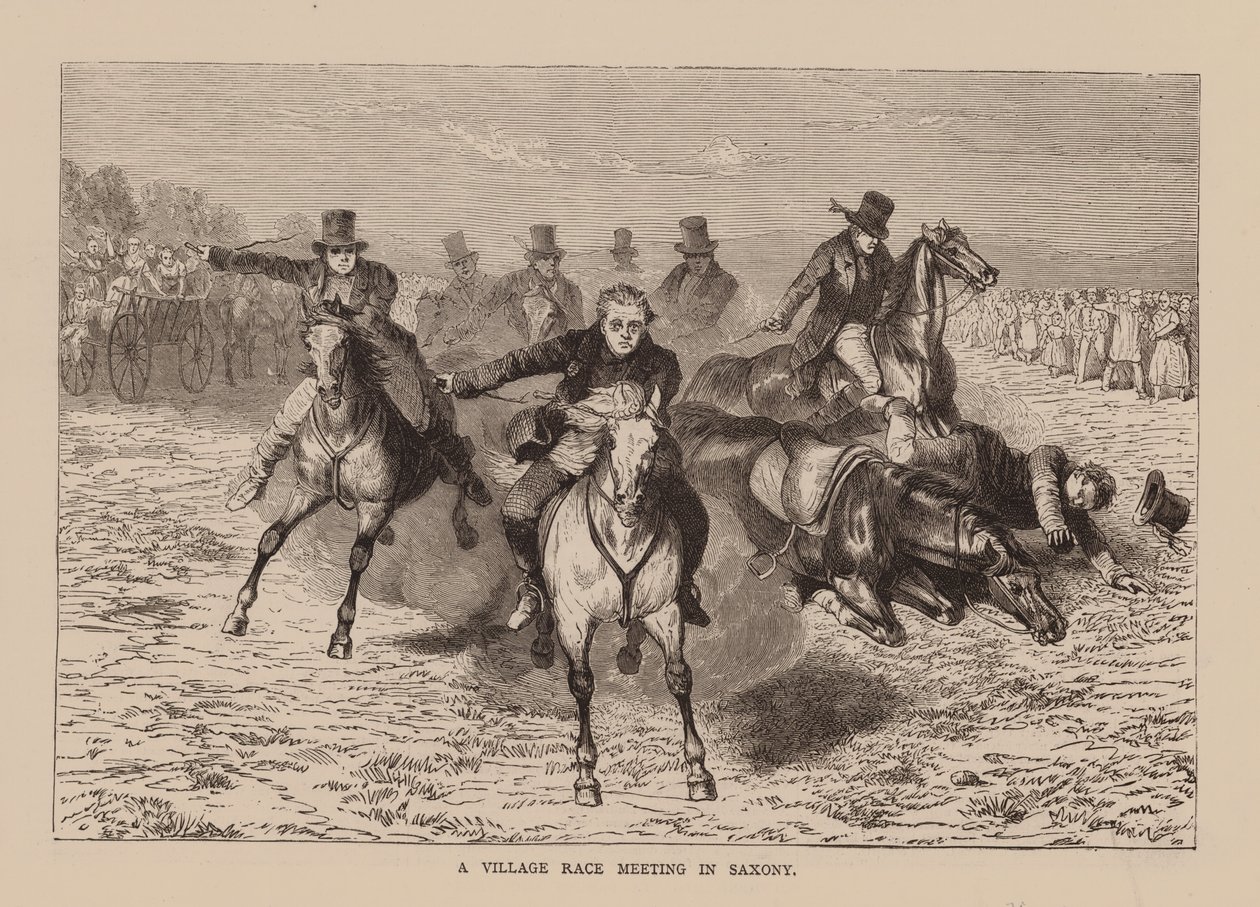 Ein Dorfrennen in Sachsen (Gravur) von English School