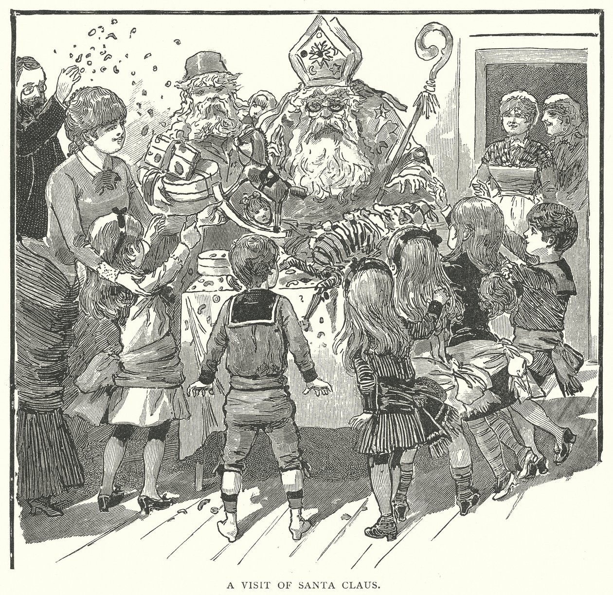 Ein Besuch des Weihnachtsmanns (Gravur) von English School