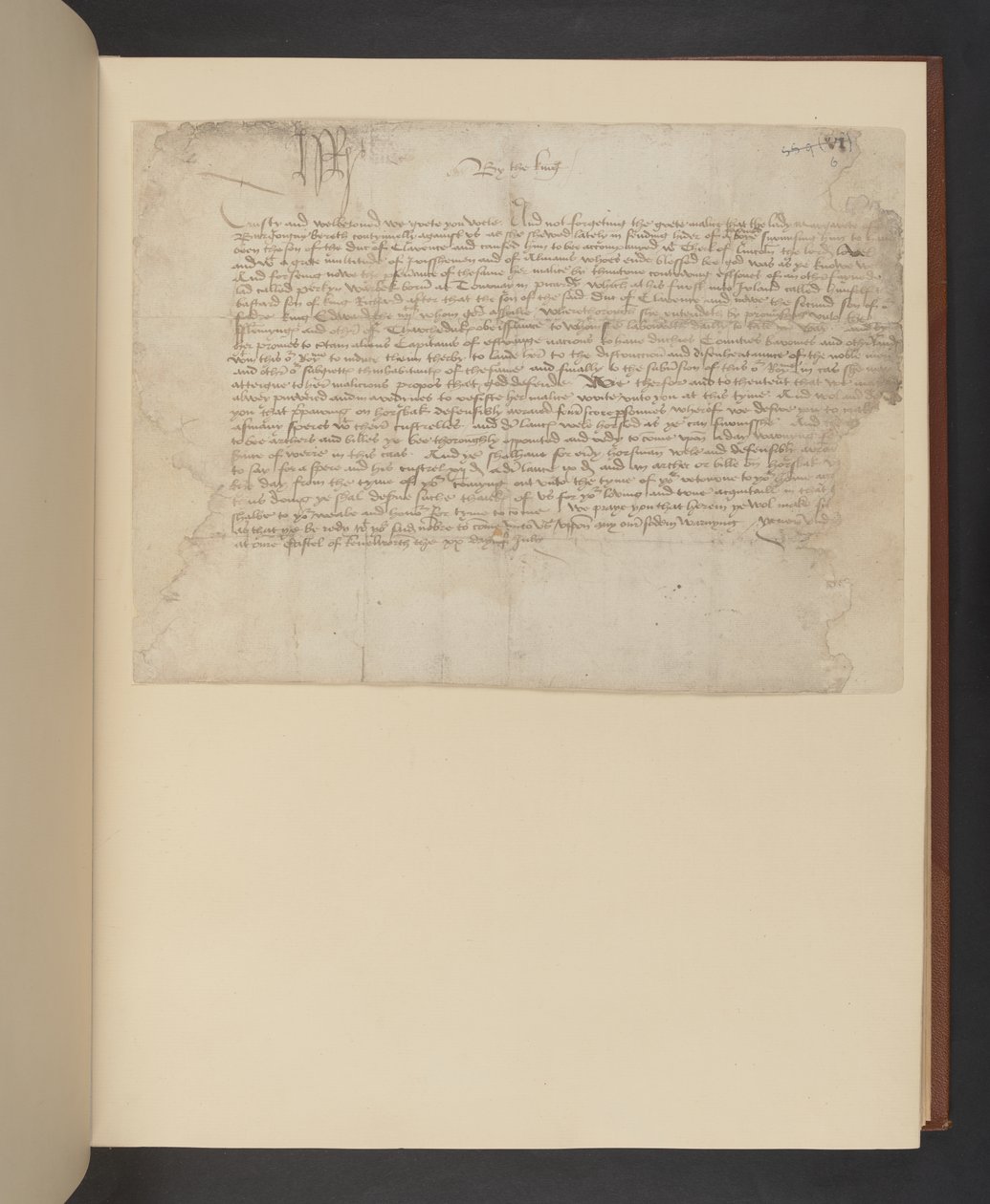 Ein Brief von Heinrich VII. an den Ritter Sir Gilbert Talbot, Add MS 46454, f.6r von English School