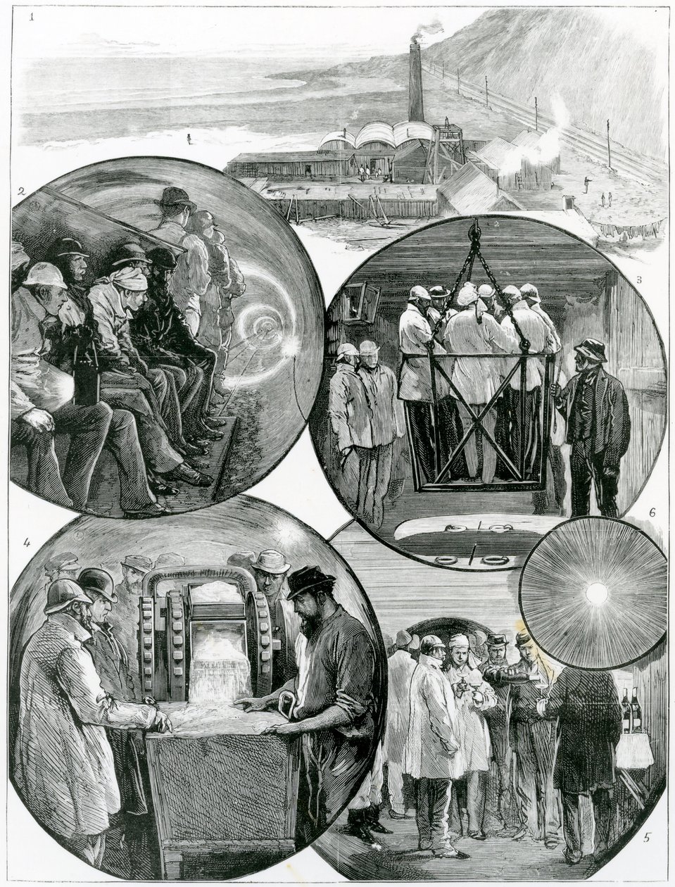 Ein Besuch im Kanaltunnel, Illustration aus The Graphic, 4. März 1882 von English School