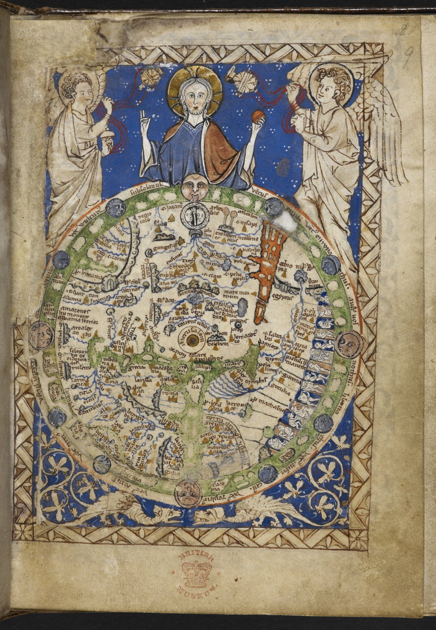 Psalter, mit zusätzlichen Hymnen und Gebeten und einer mittelalterlichen Weltkarte (