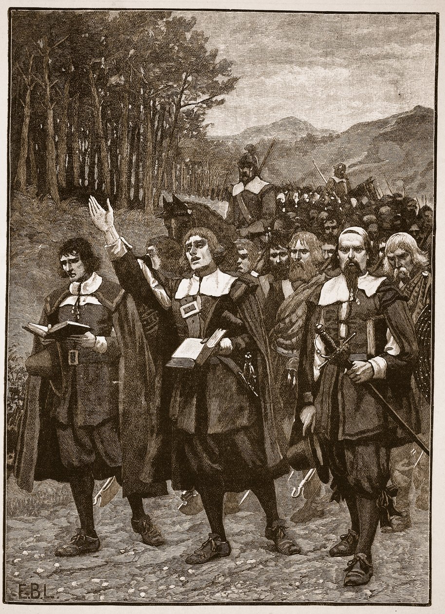 Vormarsch der Covenanters über die Grenze nach England, Illustration aus Cassells Illustrierter Geschichte Englands von English School