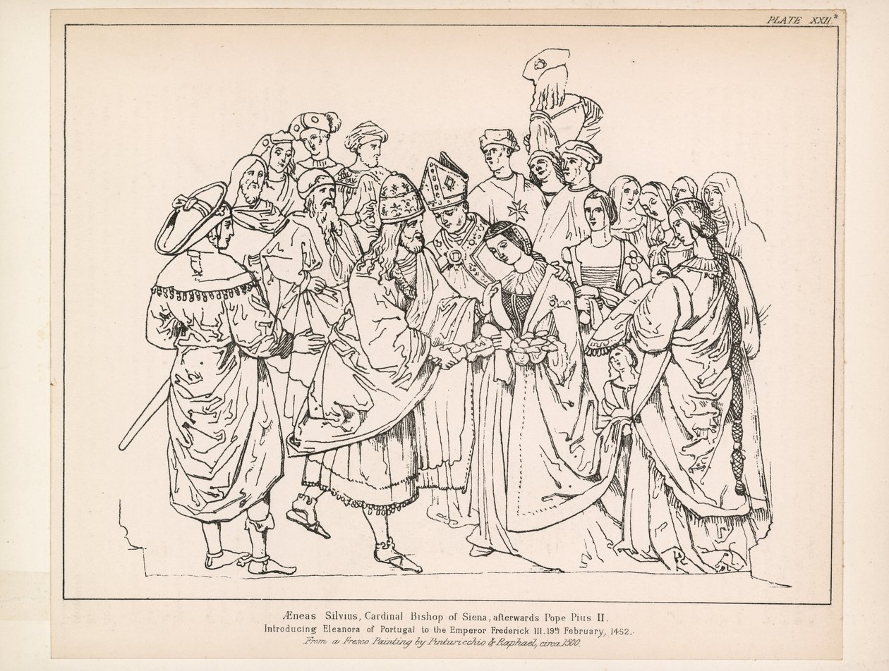 Aeneas Silvius, Kardinalbischof von Siena, später Papst Pius II. (Gravur) von English School