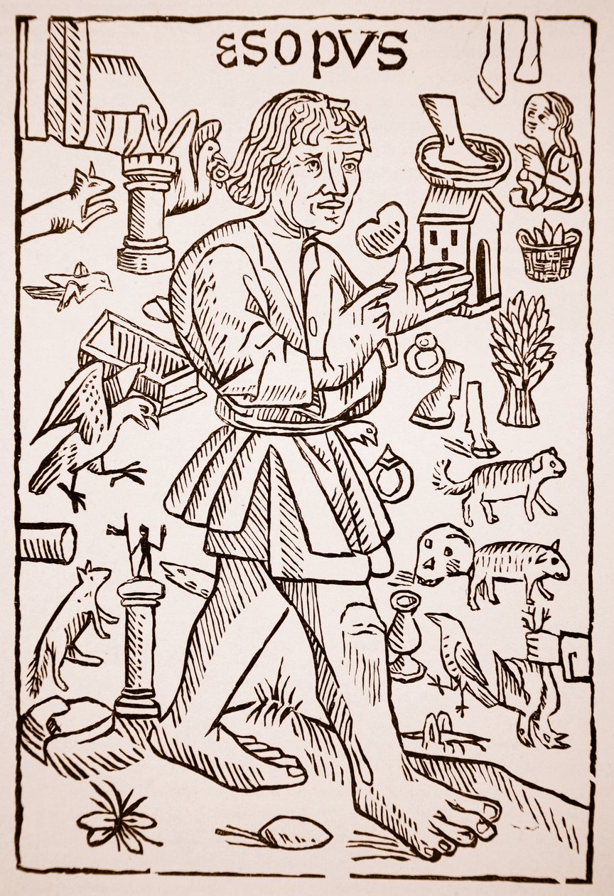 Äsop, Frontispiz zu Äsops Fabeln von William Caxton von English School