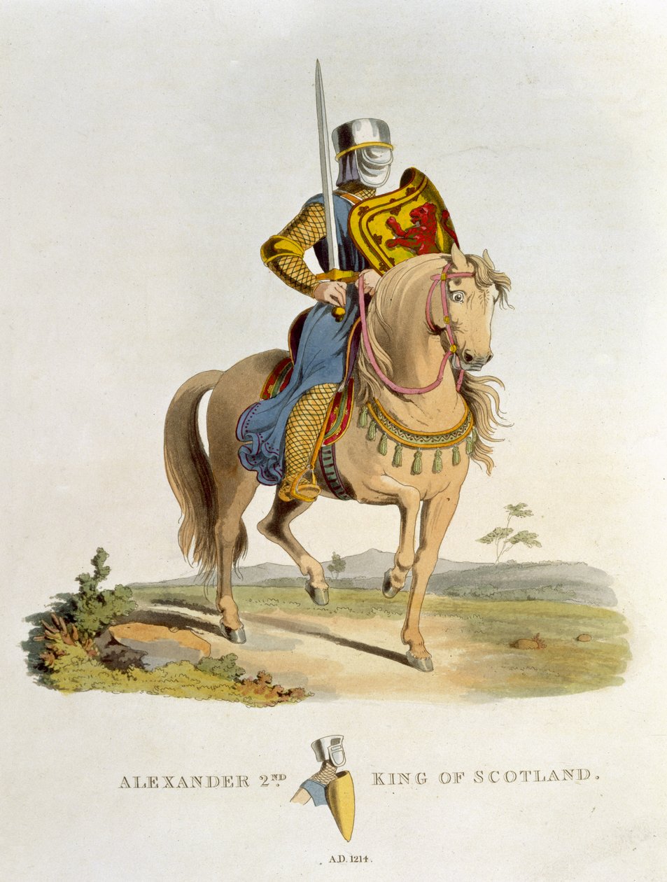 Alexander II., König von Schottland (1198-1249) 1214, aus Ancient Armour von Samuel Rush Meyrick, 1824 von English School