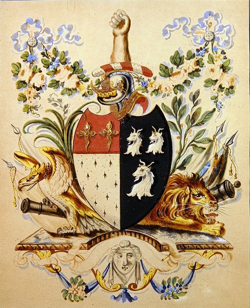 Ein heraldisches Design, identifiziert als die Wappen von Barnton von English School