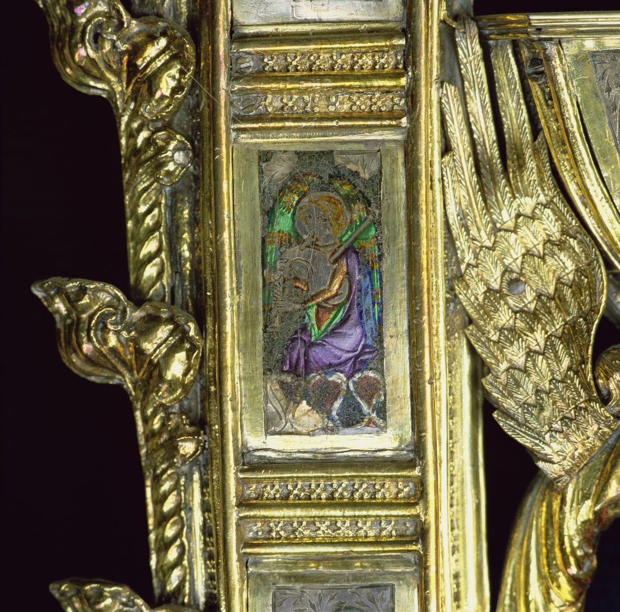 Engel, der Dudelsack spielt, Detail vom Krummstab von William of Wykeham (ca. 1320-1404) von English School