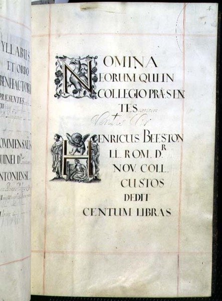 Archiv 3693 fol.4 Seite aus einem Benefizbuch des New College, Oxford von English School