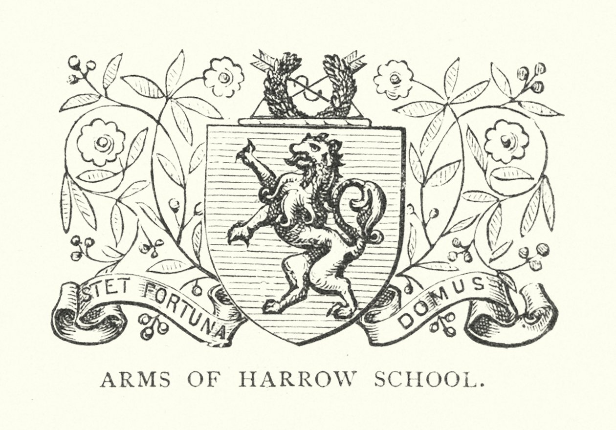 Wappen der Harrow Schule (Gravur) von English School