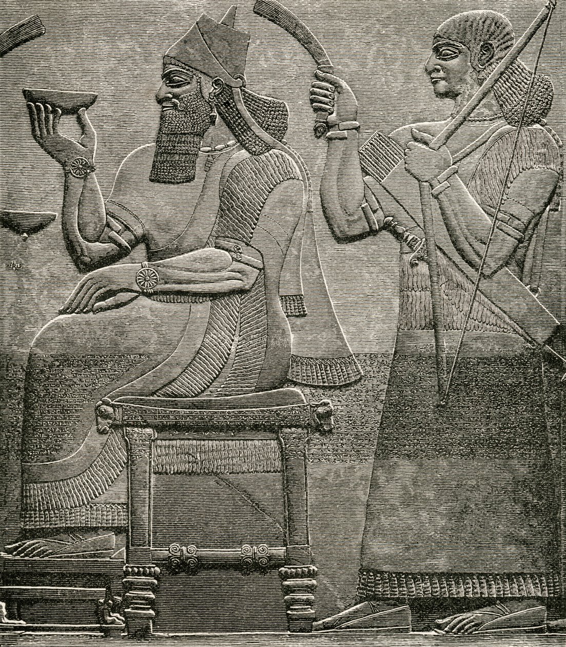 Ashur-nasir-pal II, von einem Basrelief im British Museum, aus The Worlds Inhabitants von G.T. Bettany, veröffentlicht 1888 von English School