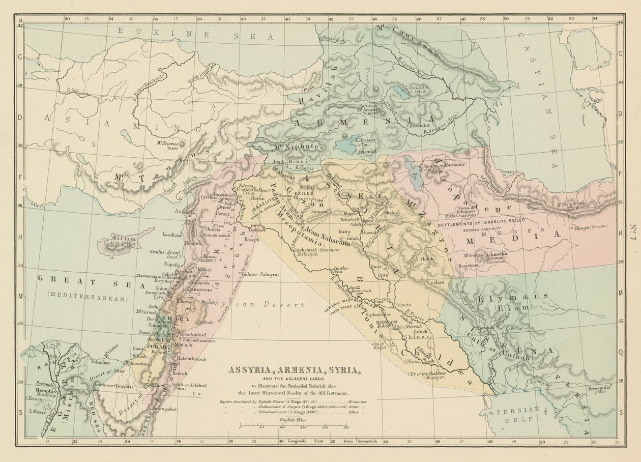 Assyrien, Armenien, Syrien und die angrenzenden Länder (Farblitho) von English School