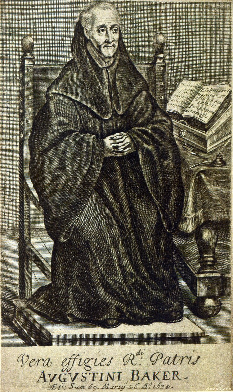 Augustini Baker, Frontispiz aus Holy Wisdom, gedruckt 1634 von English School