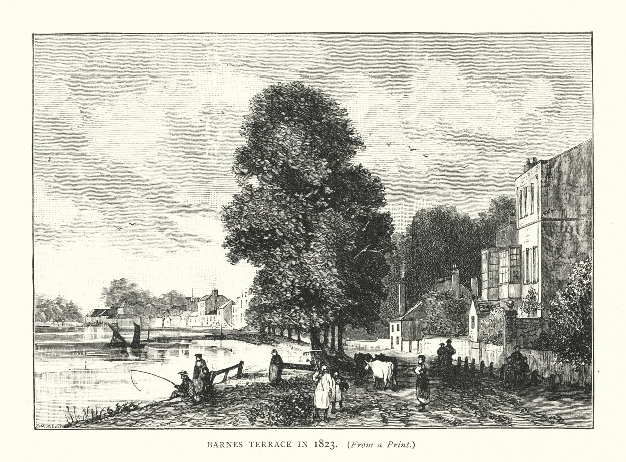 Barnes Terrasse im Jahr 1823 von English School